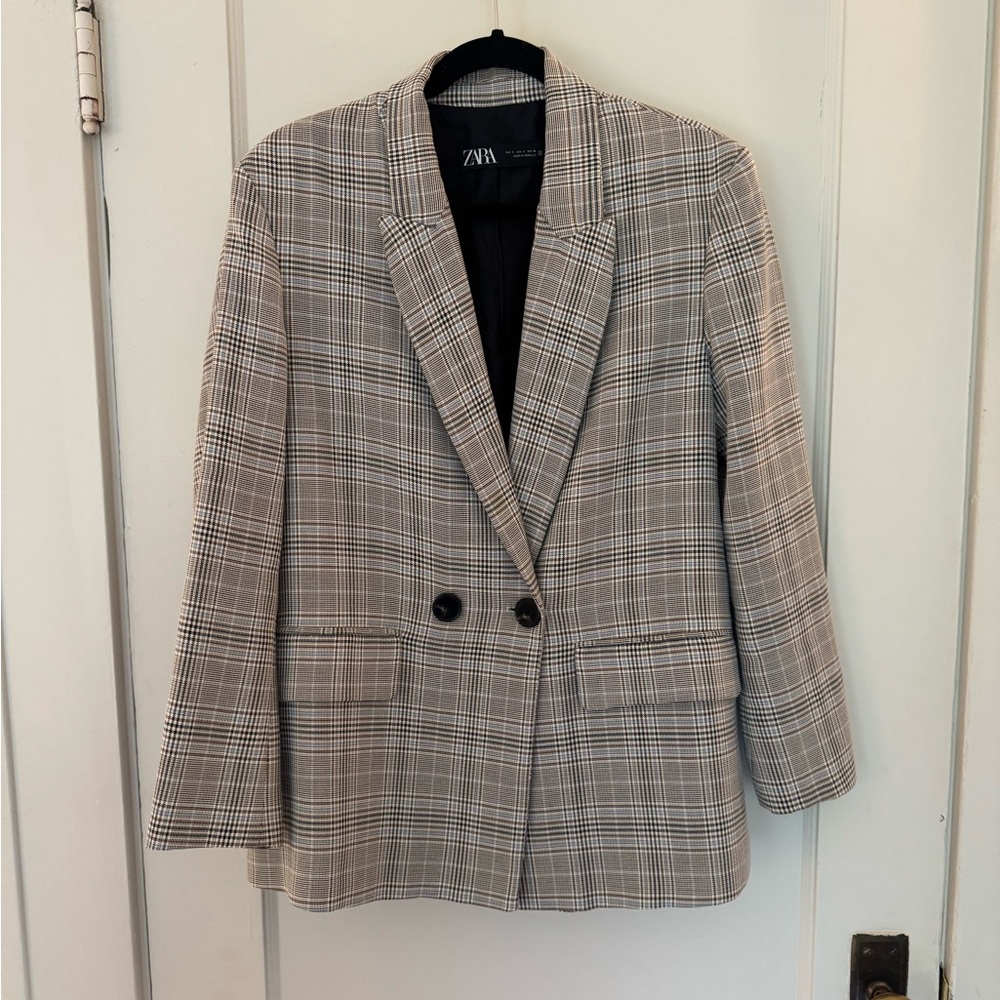 Zara Gray Plaid Blazer